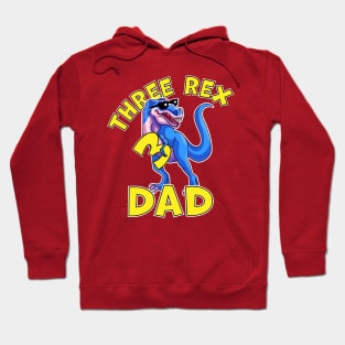 Three Rex Dad 3rd Birthday Funny Dinosaur Trex Hoodie